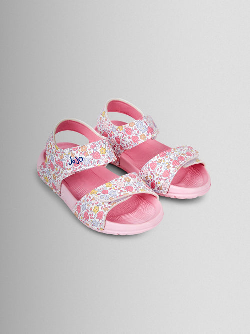 JoJo Maman Bébé Pink Floral Summer Sandals image 1