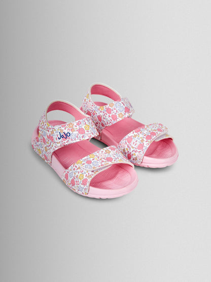 JoJo Maman Bébé Pink Floral Summer Sandals image 1
