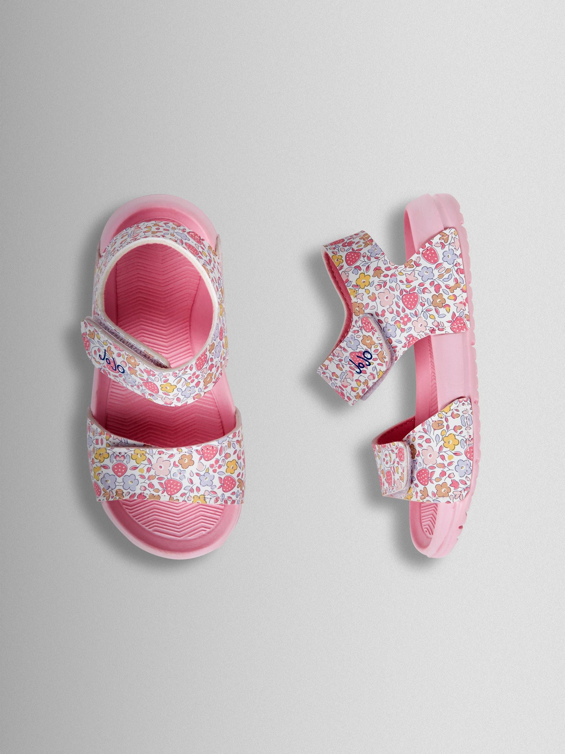 JoJo Maman Bébé Pink Floral Summer Sandals image 3