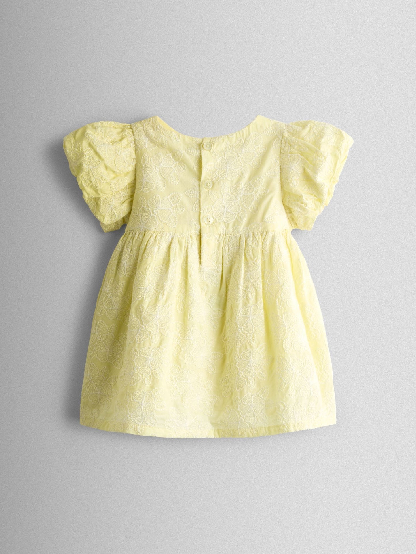 JoJo Maman Bébé Yellow Broderie Puff Sleeve Dress image 3