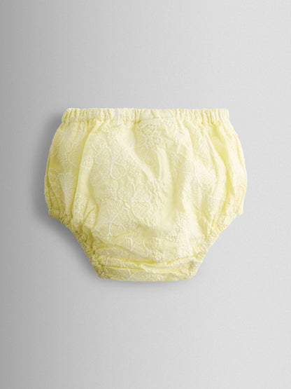 JoJo Maman Bébé Yellow Broderie Puff Sleeve Dress image 5