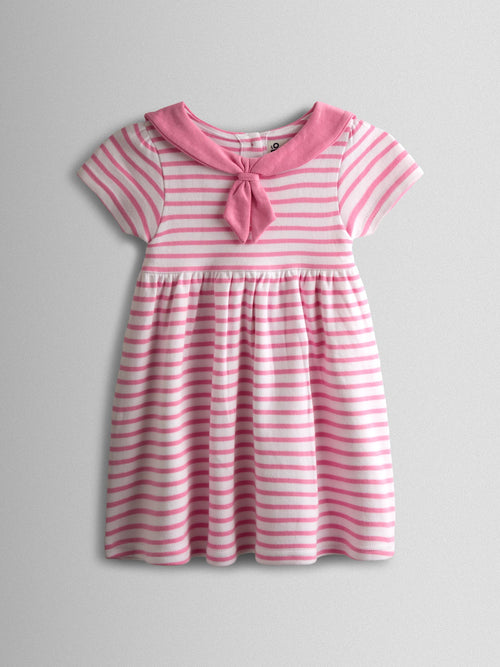 JoJo Maman Bébé Pink Short Sleeve Sailor Dress image 1