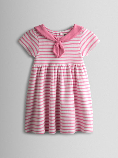 JoJo Maman Bébé Pink Short Sleeve Sailor Dress image 1