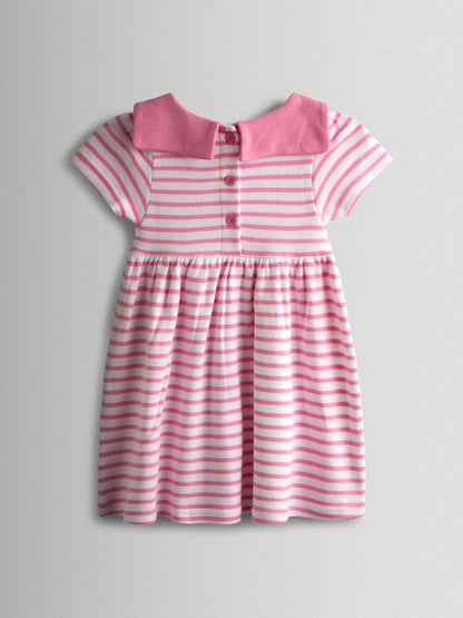 JoJo Maman Bébé Pink Short Sleeve Sailor Dress image 2
