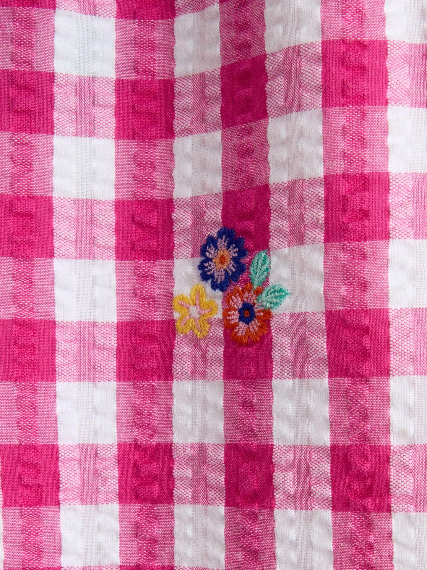 JoJo Maman Bébé Fuchsia Pink Gingham Frill Hem Embroidered Trousers image 5