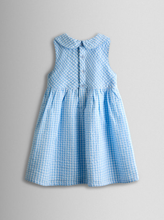 JoJo Maman Bébé Blue Appliqué Mouse Collared Sleeveless Dress image 2
