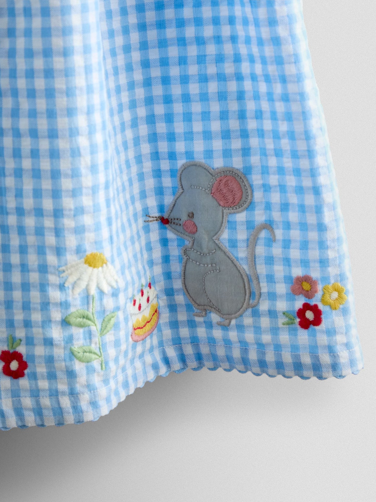 JoJo Maman Bébé Blue Appliqué Mouse Collared Sleeveless Dress image 3
