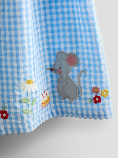 JoJo Maman Bébé Blue Appliqué Mouse Collared Sleeveless Dress image 3