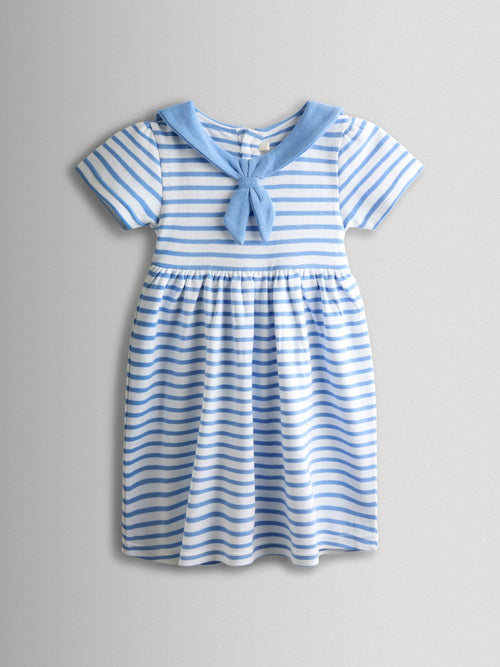 JoJo Maman Bébé Blue Short Sleeve Sailor Dress image 1