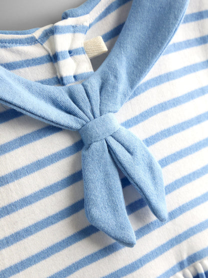 JoJo Maman Bébé Blue Short Sleeve Sailor Dress image 3