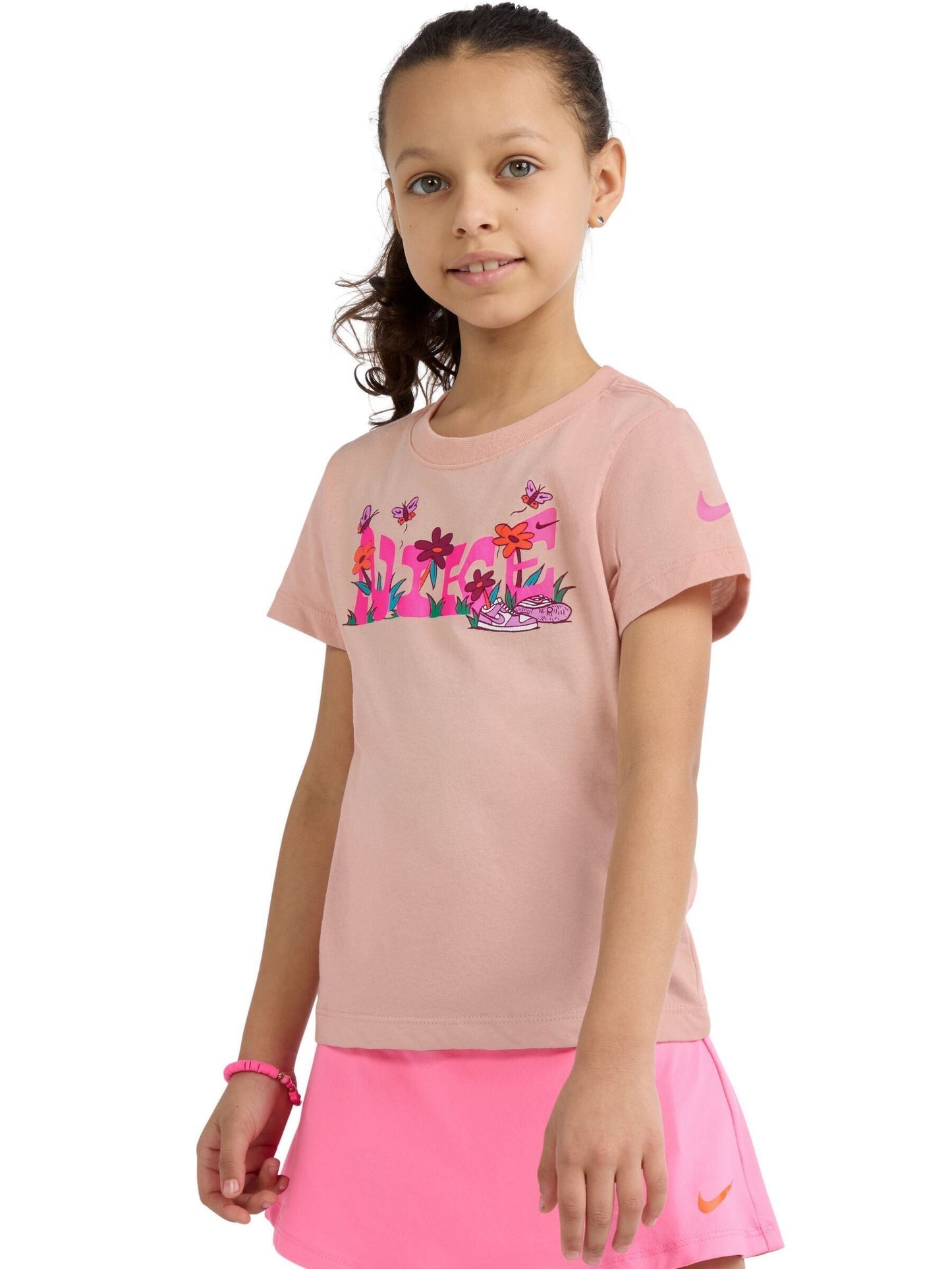 Nike Orange Little Kids Floral Graphic T-Shirt image 3