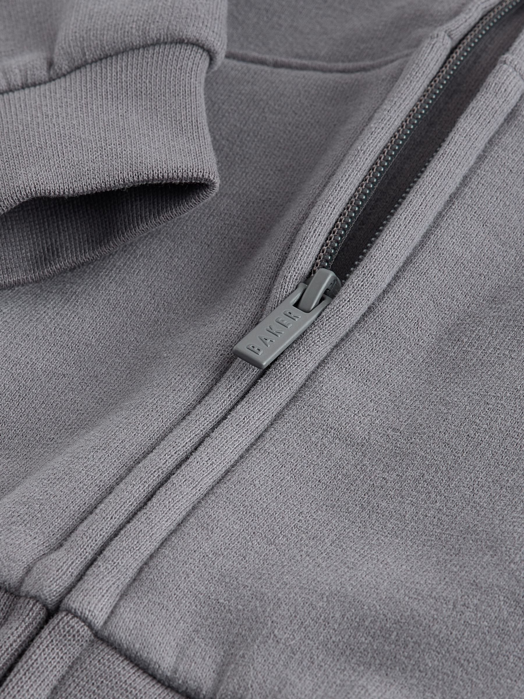 Baker by Ted Baker Charcoal Grey Oversized Graphic Zip Through Hoodie image 10