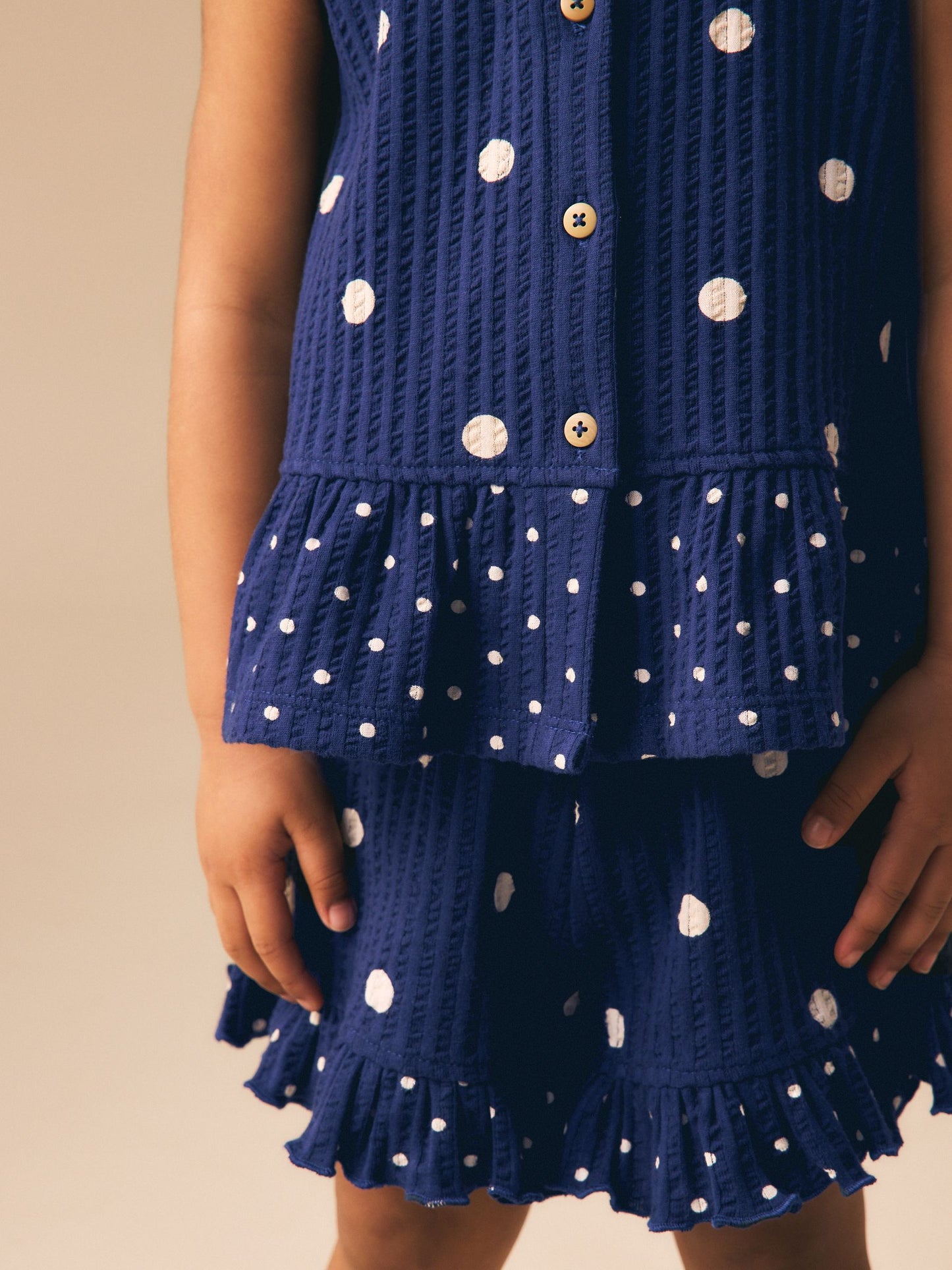 Navy Spot Peplum Vest and Shorts Set (3mths-7yrs) image 4