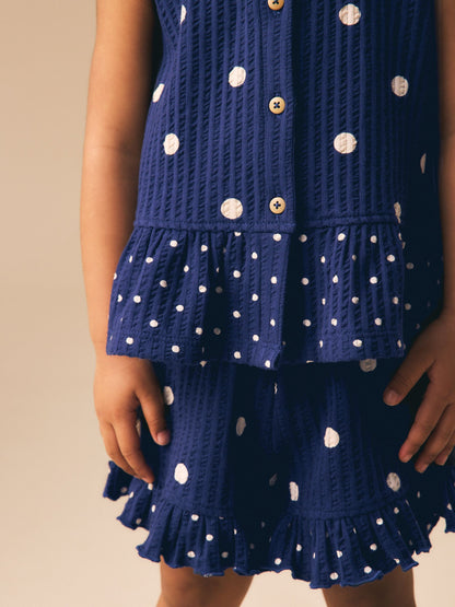 Navy Spot Peplum Vest and Shorts Set (3mths-7yrs) image 4