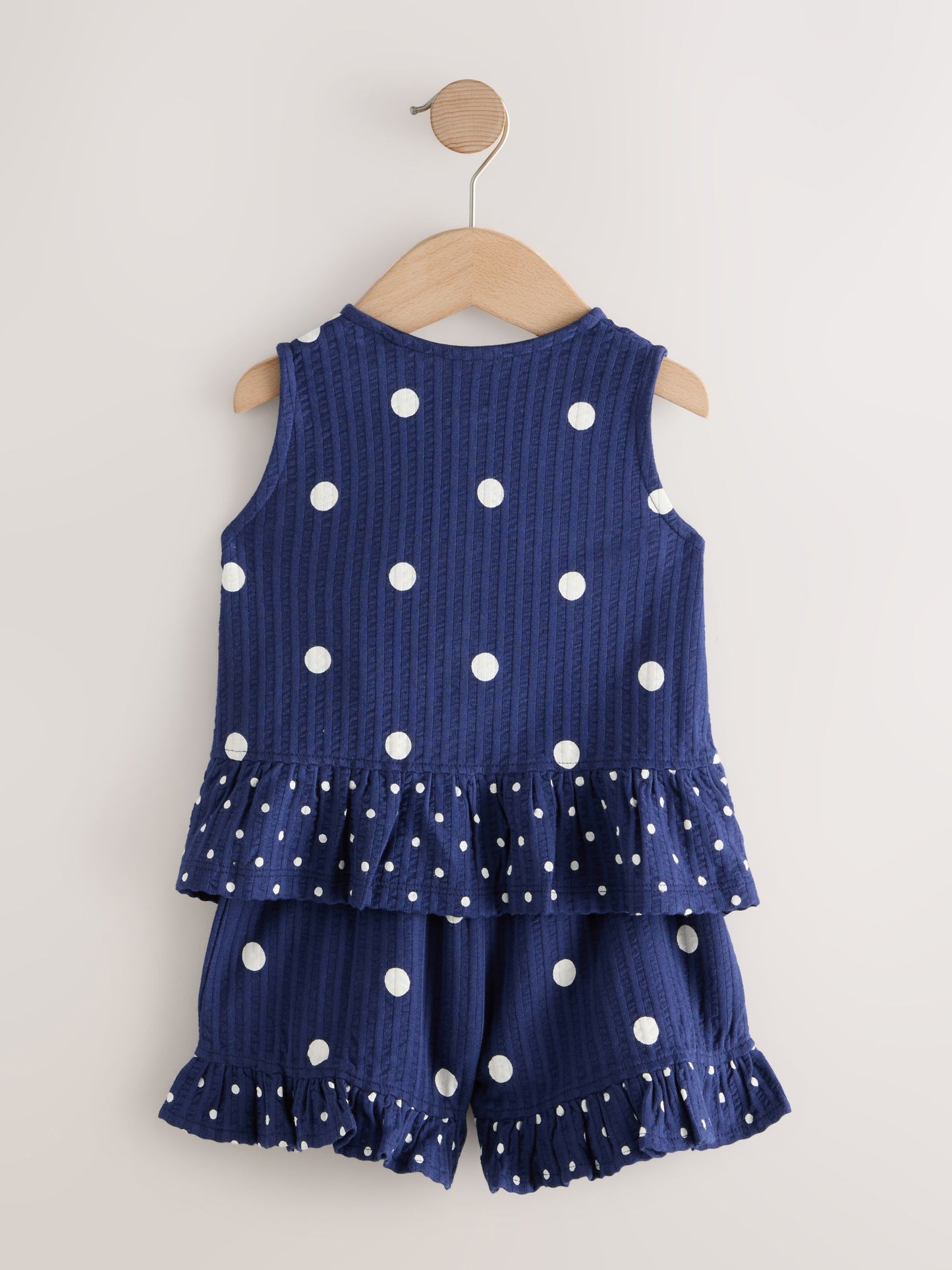 Navy Spot Peplum Vest and Shorts Set (3mths-7yrs) image 7