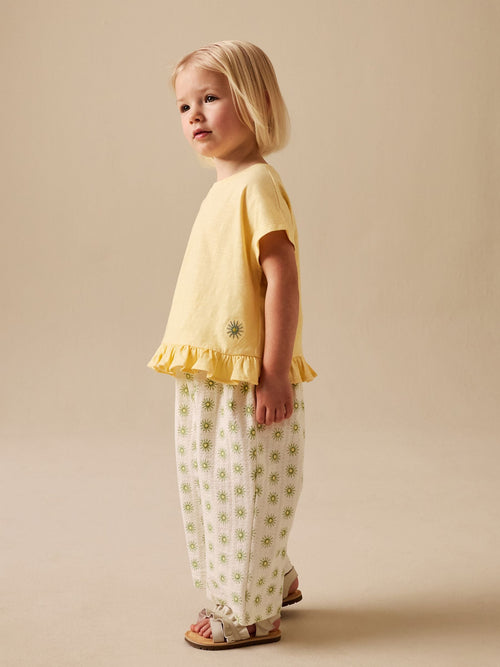 Dsiney Kidz - Yellow Flower Wide Leg Trousers Set (3mths-7yrs) image 1