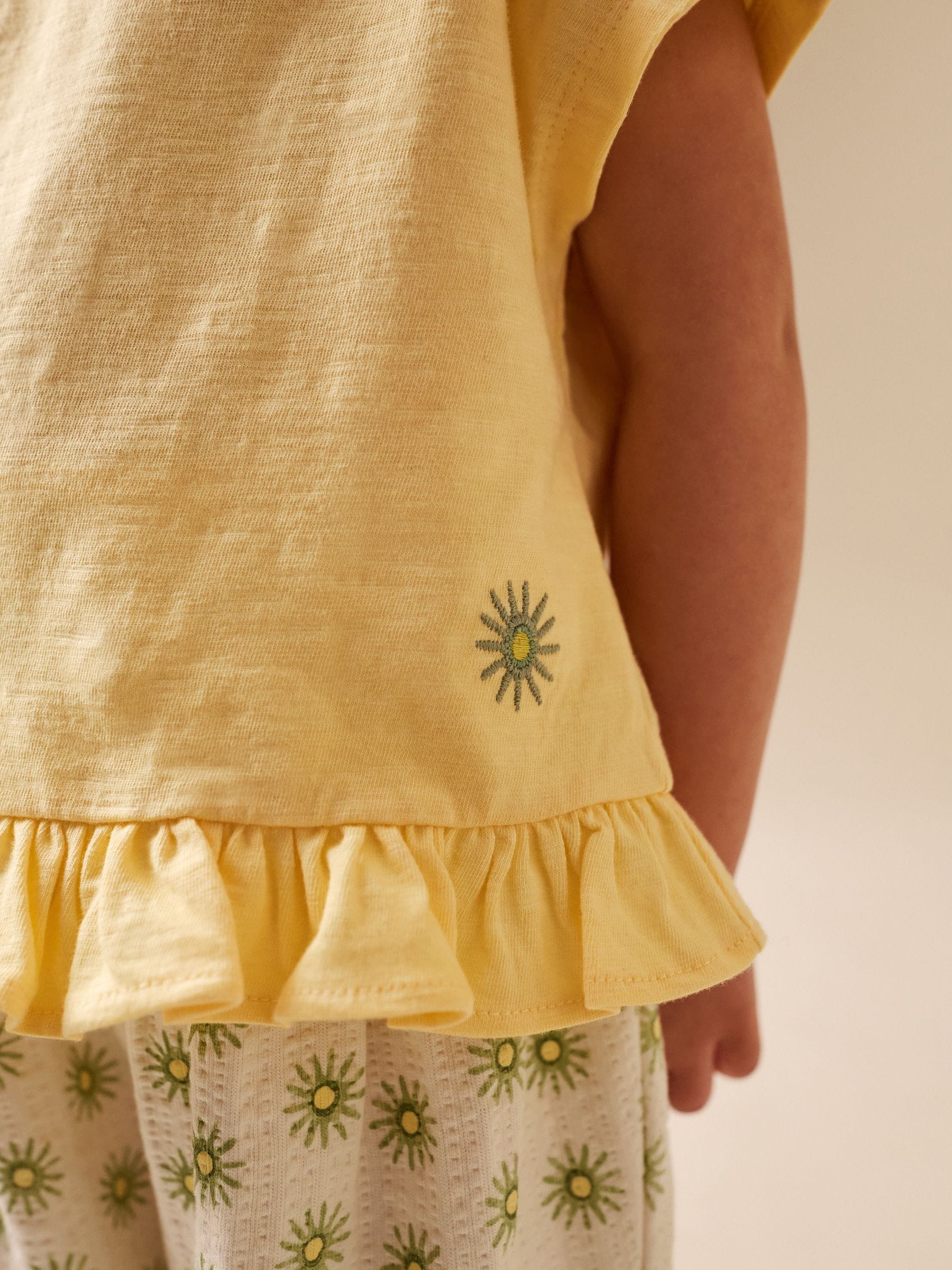Yellow Flower Wide Leg Trousers Set (3mths-7yrs) image 4