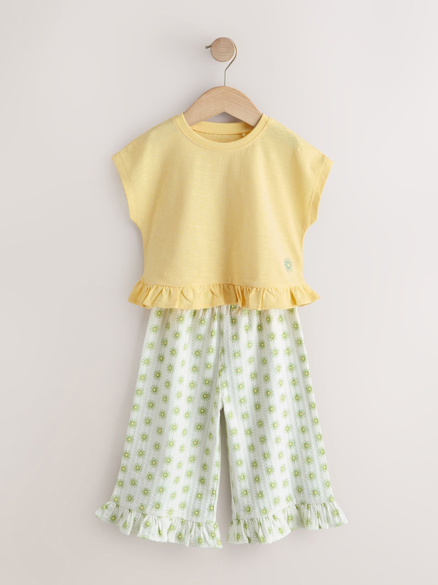 Yellow Flower Wide Leg Trousers Set (3mths-7yrs) image 5
