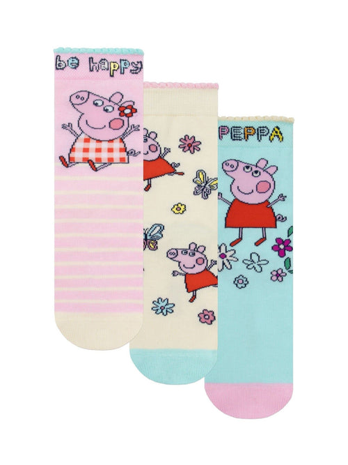 Character Pink Peppa Pig 3 Pack Ankle Socks image 1
