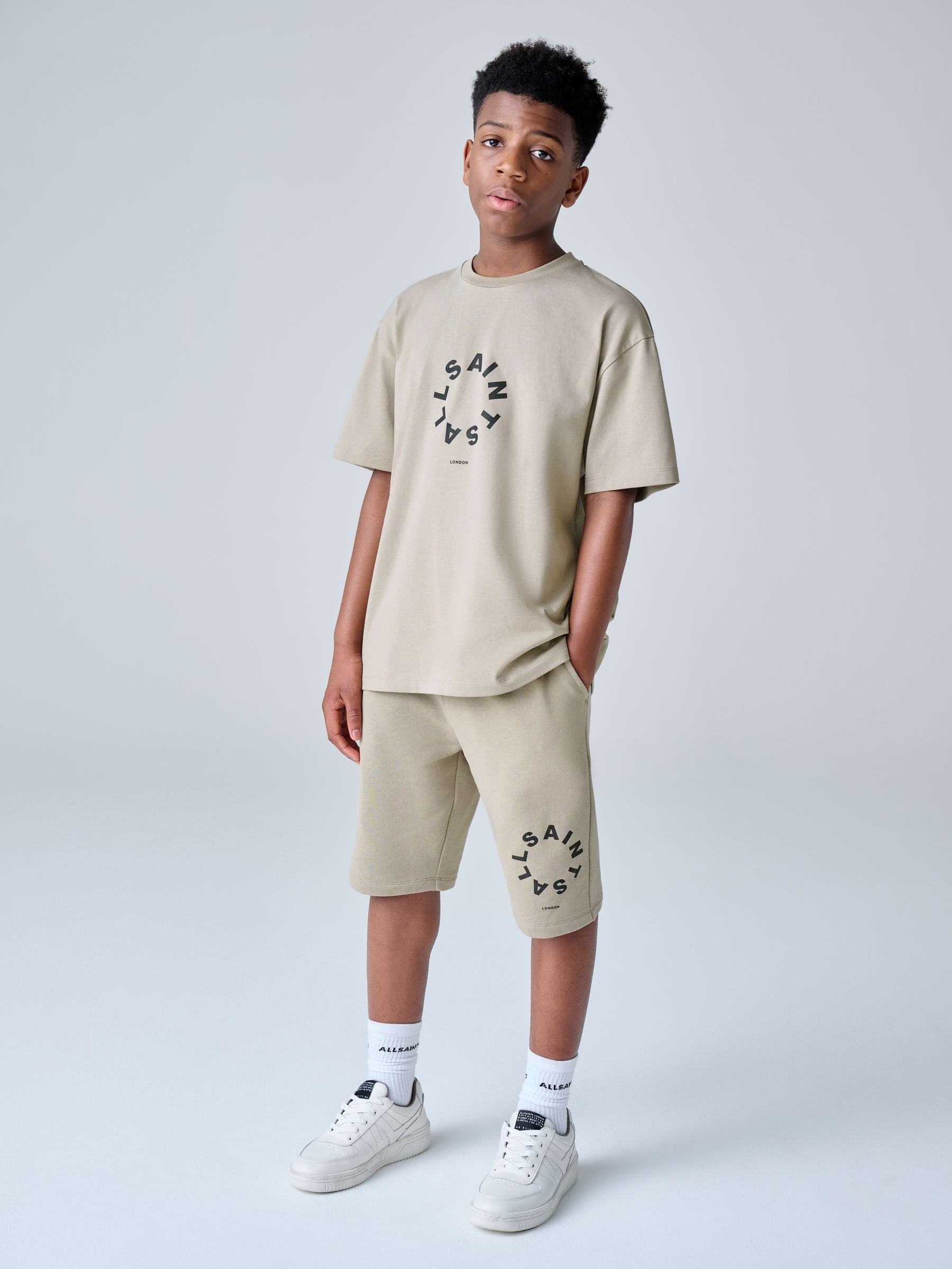 Dsiney Kidz - smALLSAINTS Light Brown Tierra T-Shirt and Sweat Shorts Set image 1