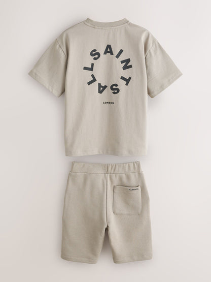 Dsiney Kidz - smALLSAINTS Light Brown Tierra T-Shirt and Sweat Shorts Set image 9