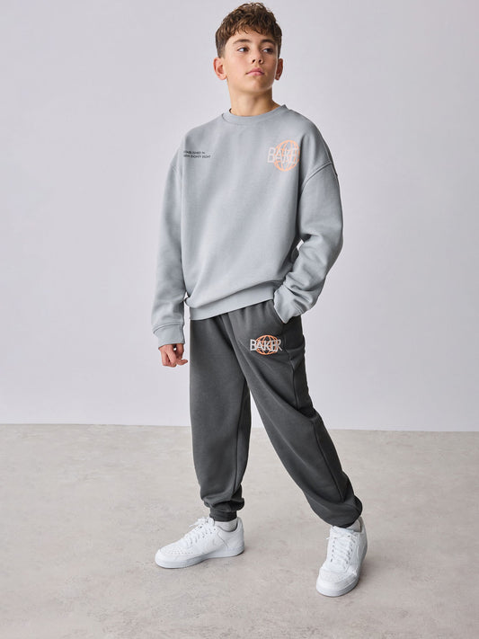 Baker by Ted Baker Grey Oversized Graphic Sweatshirt and Joggers Set image 1