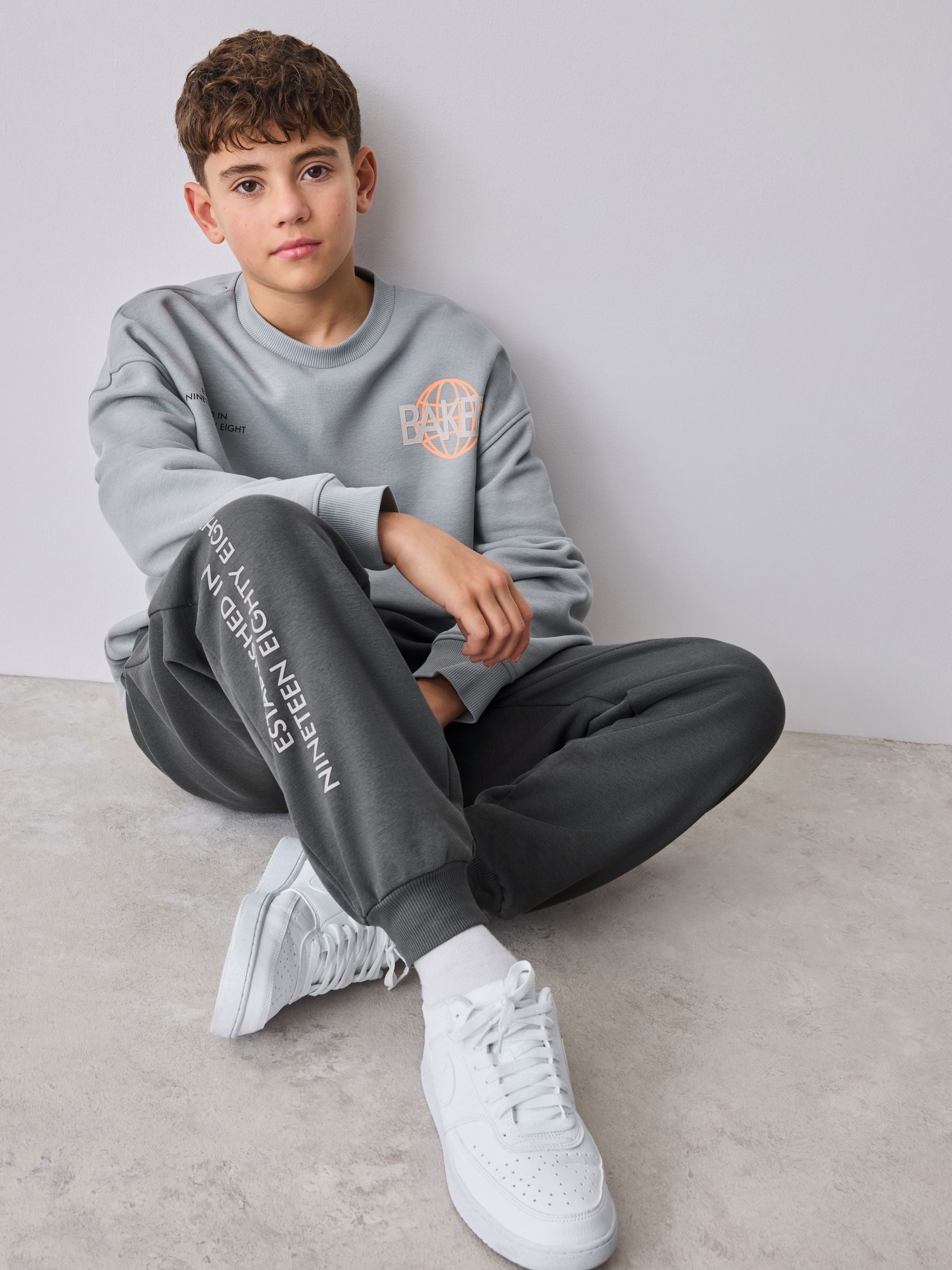 Baker by Ted Baker Grey Oversized Graphic Sweatshirt and Joggers Set image 2