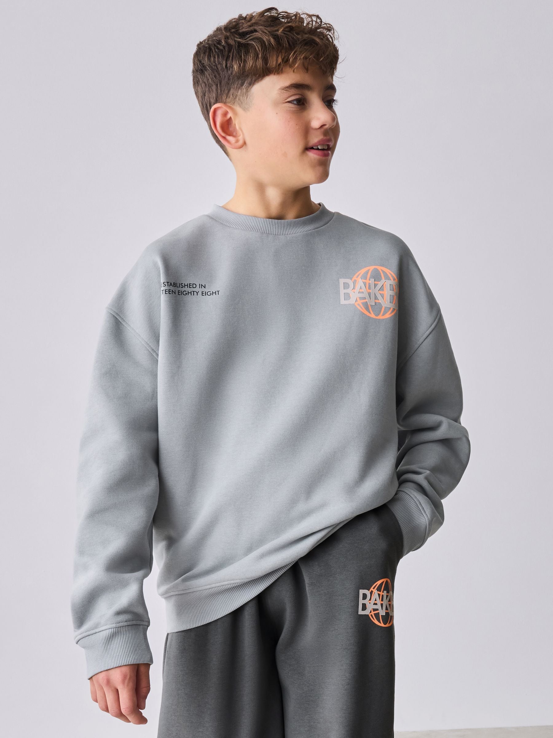 Baker by Ted Baker Grey Oversized Graphic Sweatshirt and Joggers Set image 3
