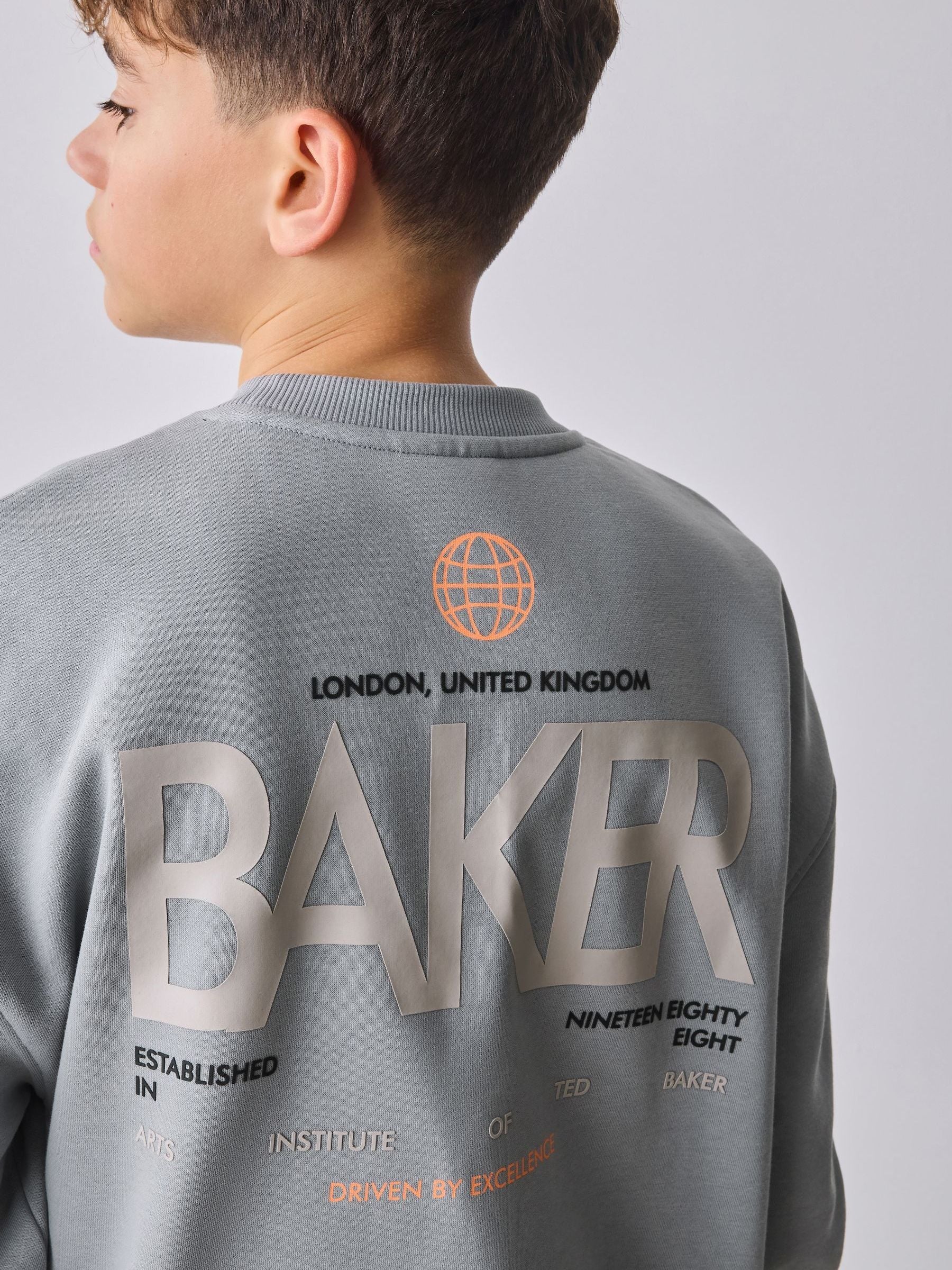 Baker by Ted Baker Grey Oversized Graphic Sweatshirt and Joggers Set image 9