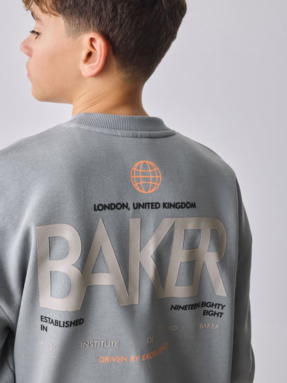 Baker by Ted Baker Grey Oversized Graphic Sweatshirt and Joggers Set image 9