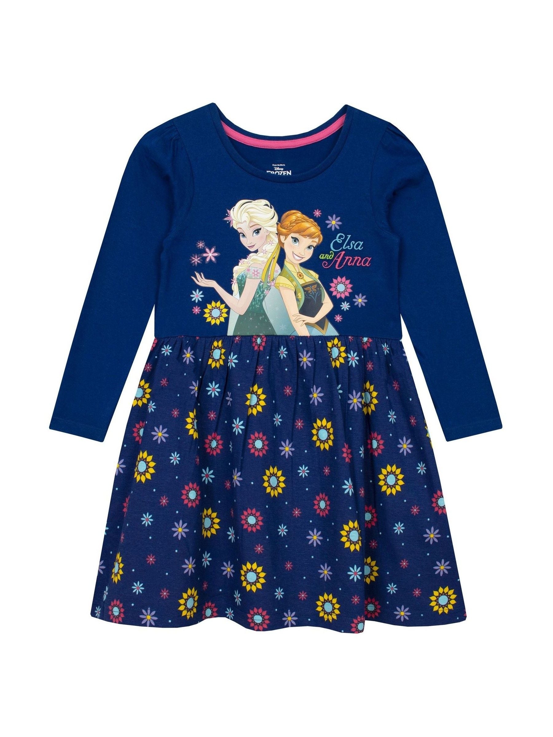 Character Blue Disney Frozen Elsa And Anna Floral Dress image 1