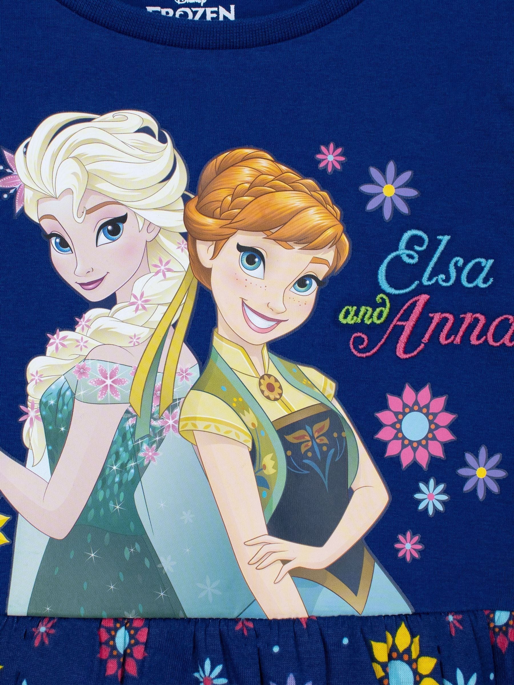 Character Blue Disney Frozen Elsa And Anna Floral Dress image 6