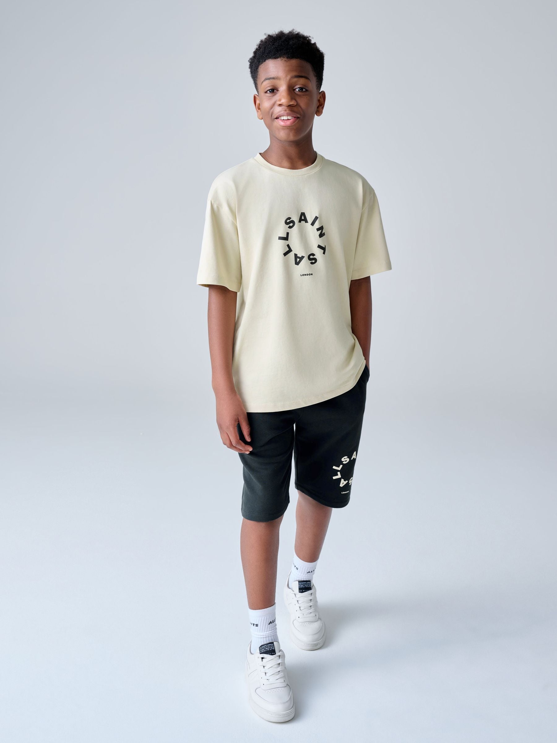 Dsiney Kidz - smALLSAINTS Neutral/Black Tierra T-Shirt and Sweat Shorts Set image 1