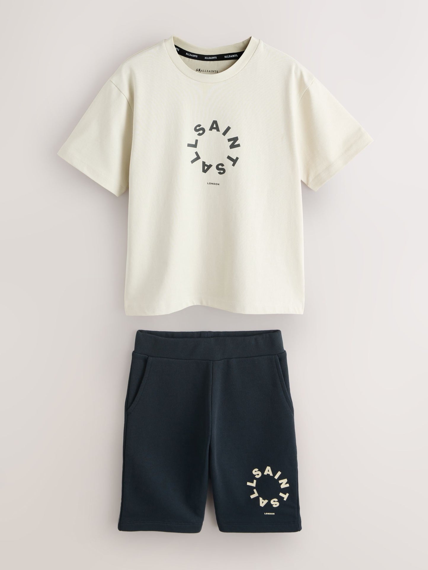 Dsiney Kidz - smALLSAINTS Neutral/Black Tierra T-Shirt and Sweat Shorts Set image 7
