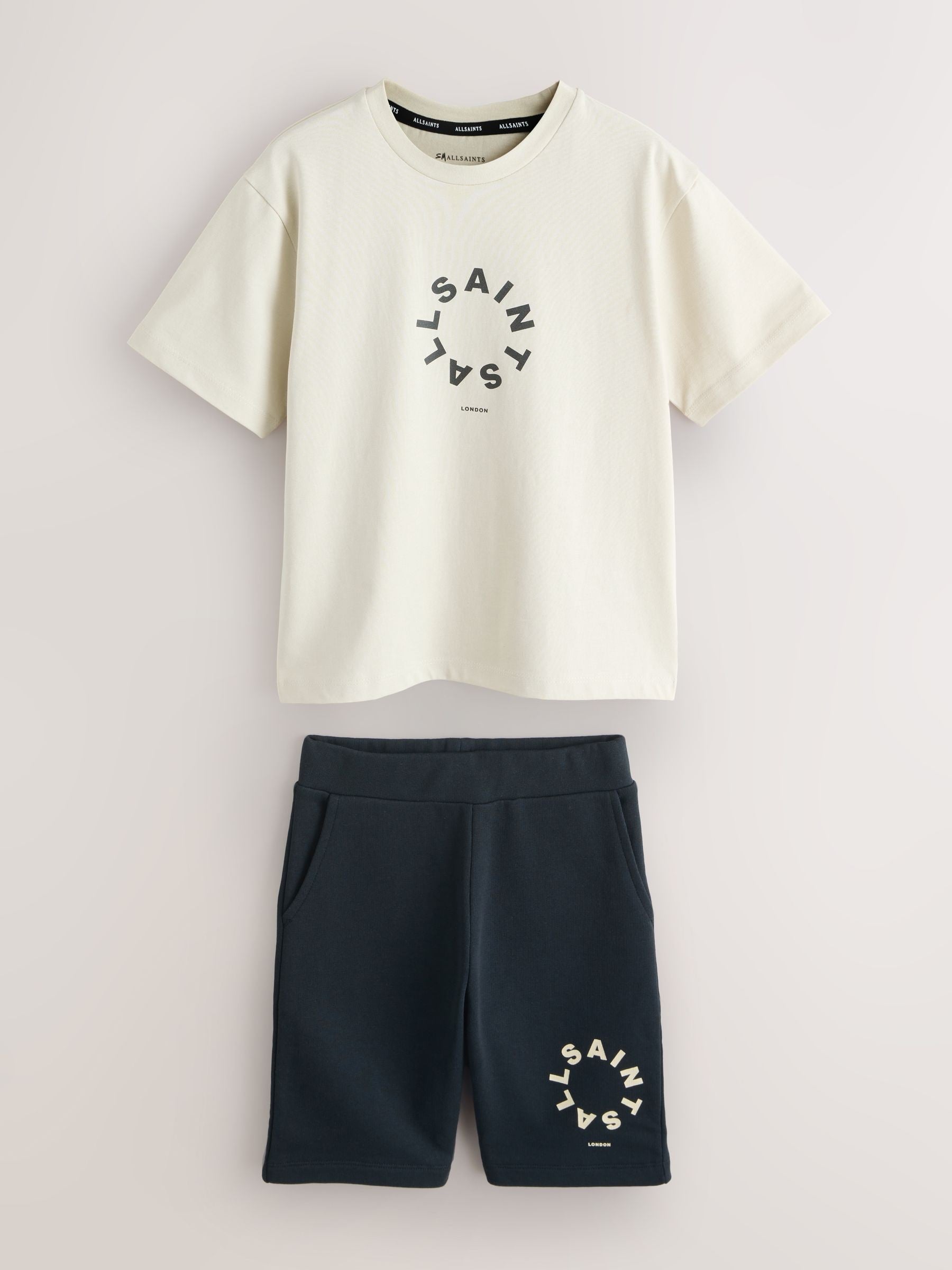 Dsiney Kidz - smALLSAINTS Neutral/Black Tierra T-Shirt and Sweat Shorts Set image 7