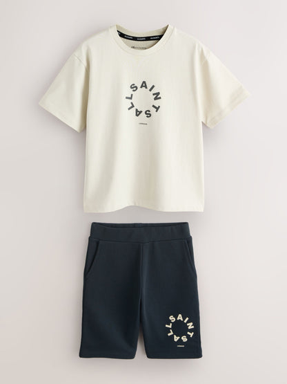 Dsiney Kidz - smALLSAINTS Neutral/Black Tierra T-Shirt and Sweat Shorts Set image 7