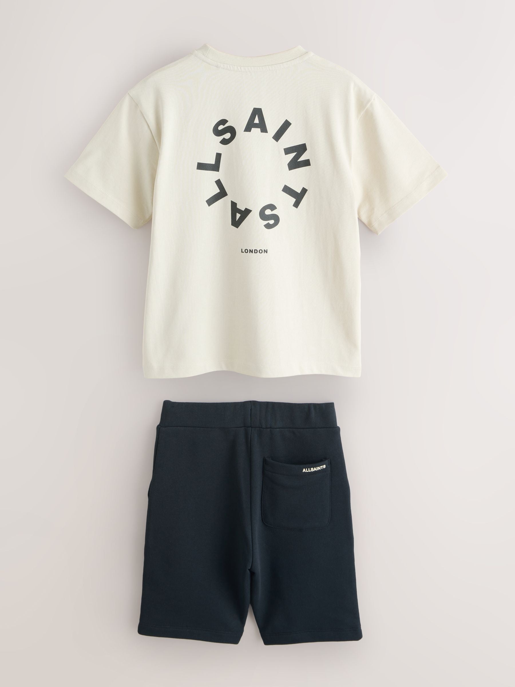 Dsiney Kidz - smALLSAINTS Neutral/Black Tierra T-Shirt and Sweat Shorts Set image 8