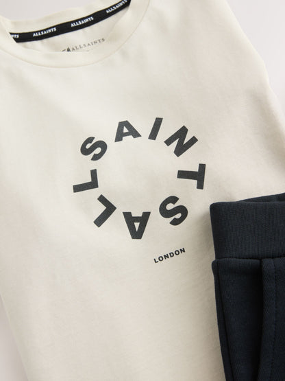 Dsiney Kidz - smALLSAINTS Neutral/Black Tierra T-Shirt and Sweat Shorts Set image 9
