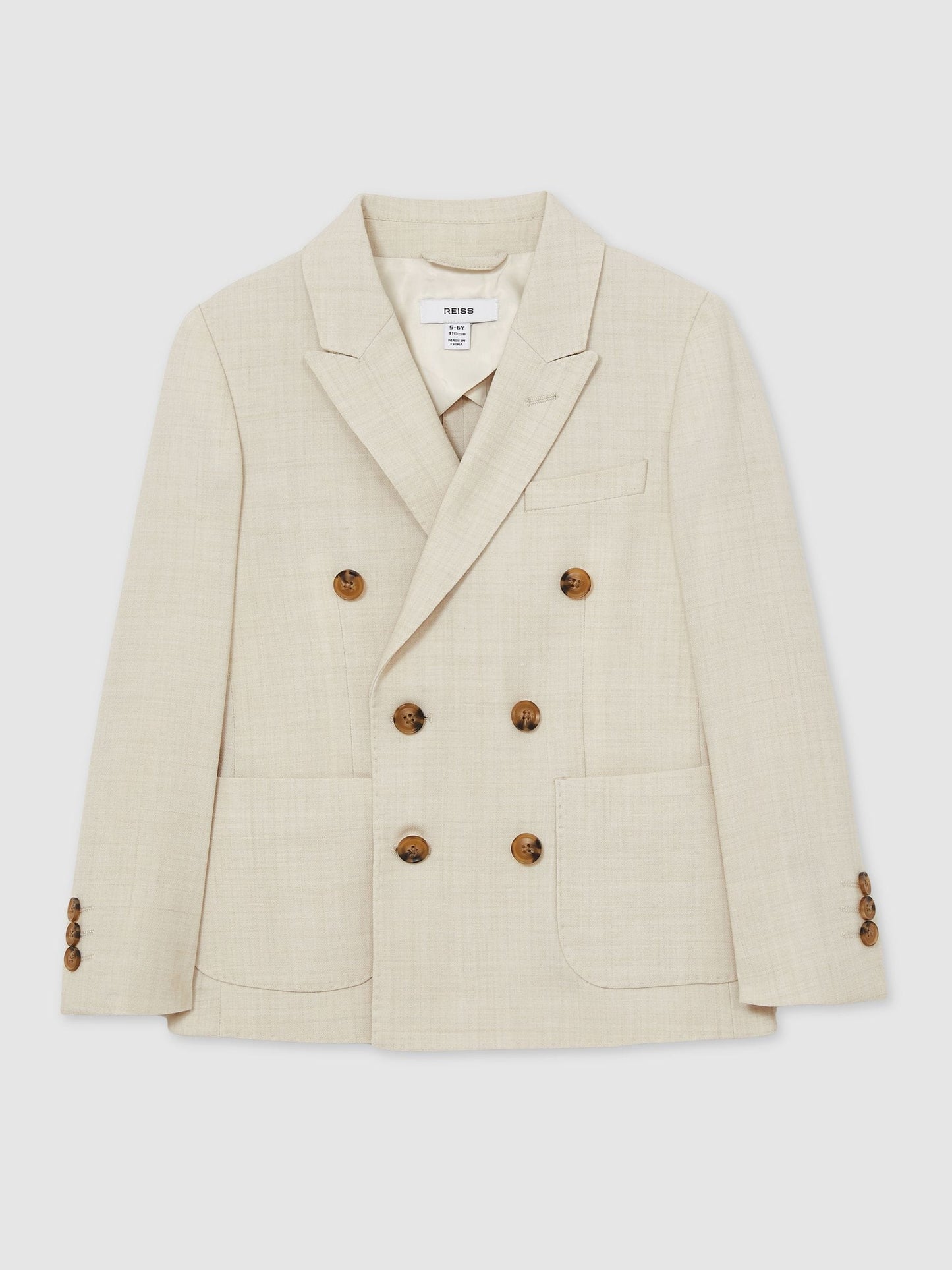 Reiss Stone Belmont J 3-9 yrs Double-Breasted Textured Blazer With Wool image 2