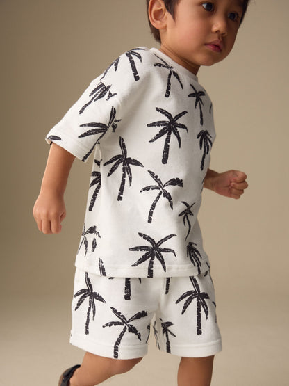 White/Black Palm Trees Short Sleeve All-Over Print T-Shirt and Shorts Set (3mths-7yrs) image 4