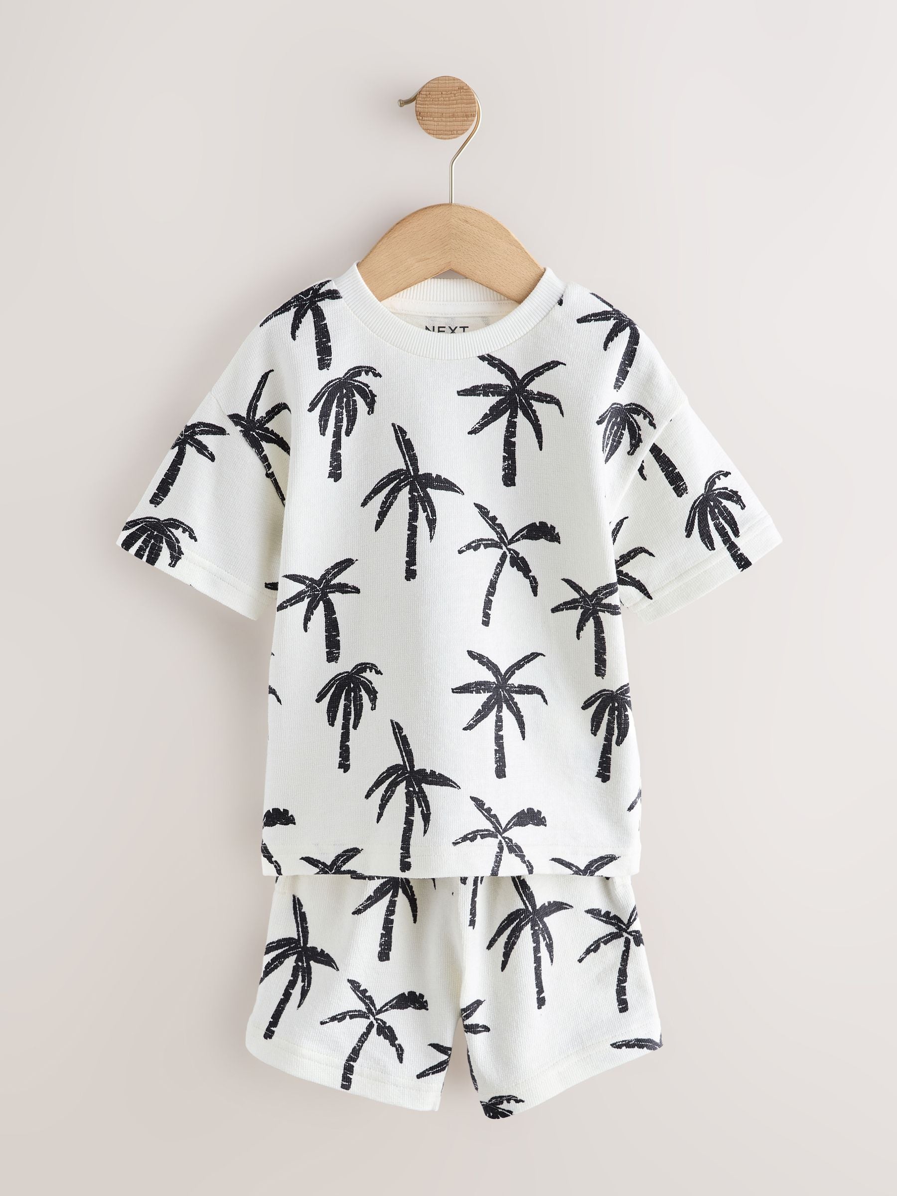 White/Black Palm Trees Short Sleeve All-Over Print T-Shirt and Shorts Set (3mths-7yrs) image 5