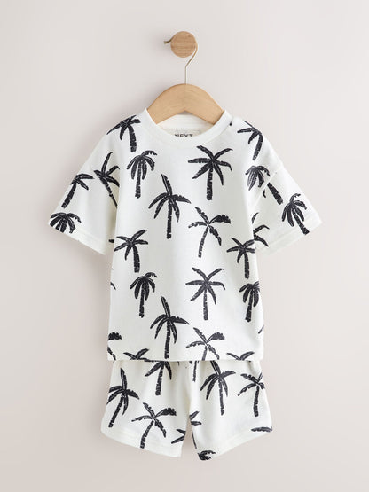 White/Black Palm Trees Short Sleeve All-Over Print T-Shirt and Shorts Set (3mths-7yrs) image 5
