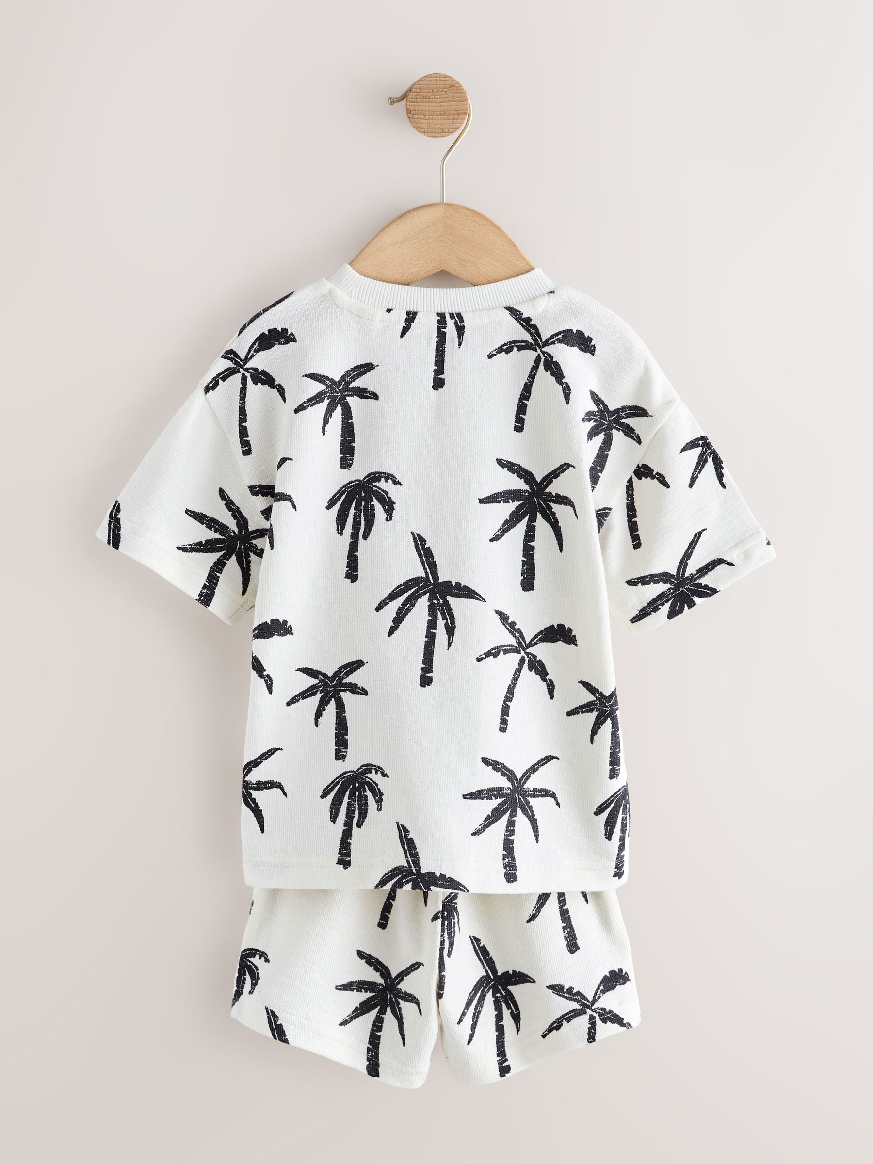 White/Black Palm Trees Short Sleeve All-Over Print T-Shirt and Shorts Set (3mths-7yrs) image 7