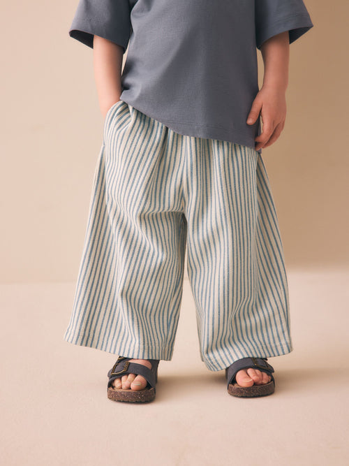 Blue/Ecru Stripe Textured Lightweight Joggers (3mths-7yrs) image 1