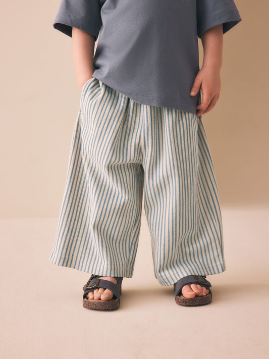 Blue/Ecru Stripe Textured Lightweight Joggers (3mths-7yrs) image 1