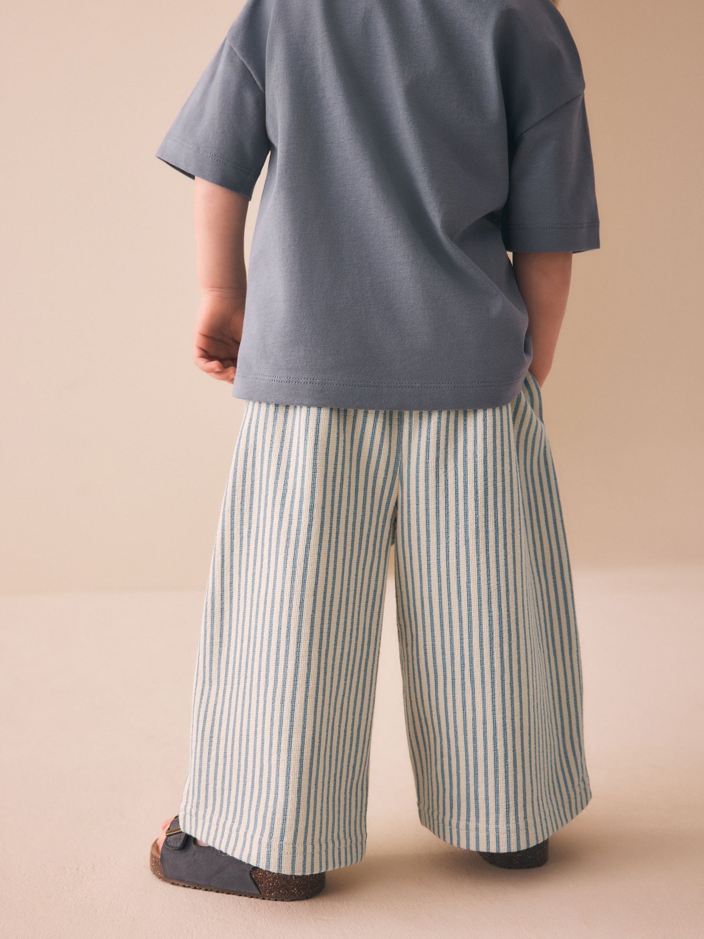 Blue/Ecru Stripe Textured Lightweight Joggers (3mths-7yrs) image 4