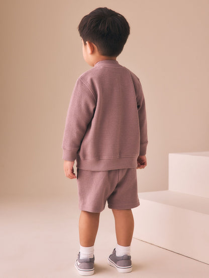 Dark Pink Jersey Bomber and Shorts Set (3mths-7yrs) image 3