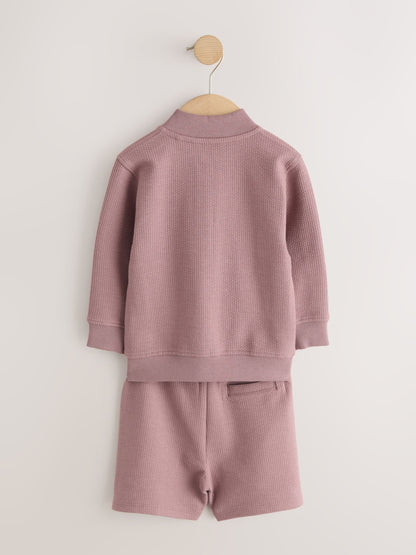 Dark Pink Jersey Bomber and Shorts Set (3mths-7yrs) image 7