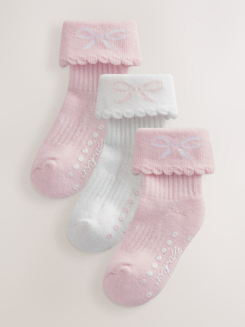 Baker by Ted Baker 3 Pack Baby Gripper Pink Socks image 1