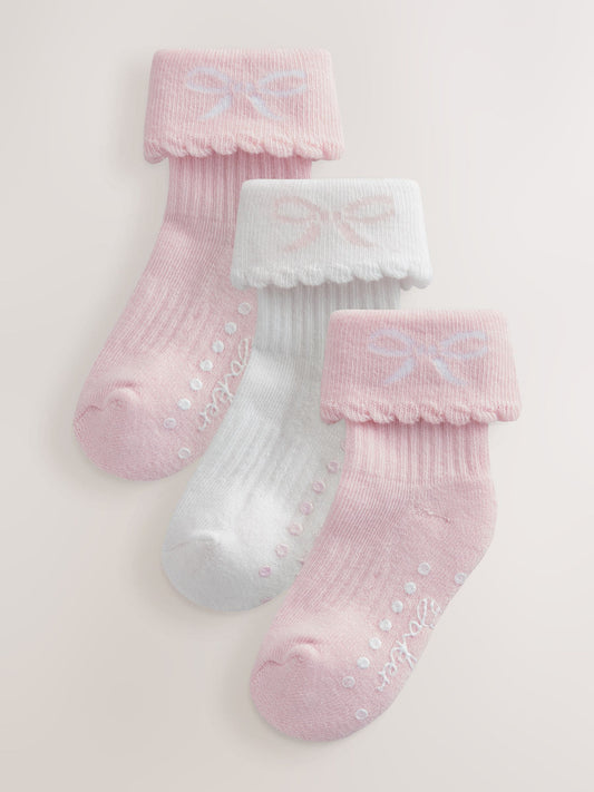 Baker by Ted Baker 3 Pack Baby Gripper Pink Socks image 1